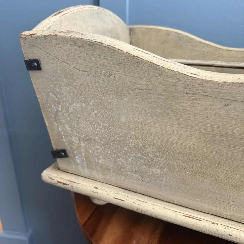 Vintage Wooden Magazine Book Rack Organizer Distressed Cottage Farmhouse Storage
